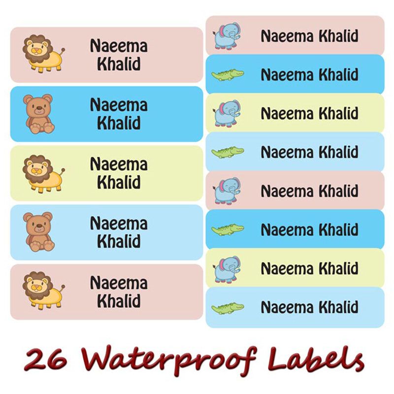 Printshop - Personalised Waterproof Labels Set - Mix Animals 3