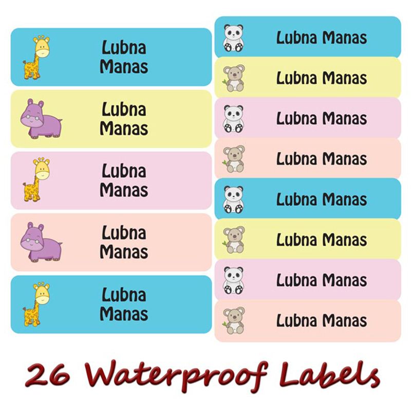 Printshop - Personalised Waterproof Labels Set - Mix Animals 4