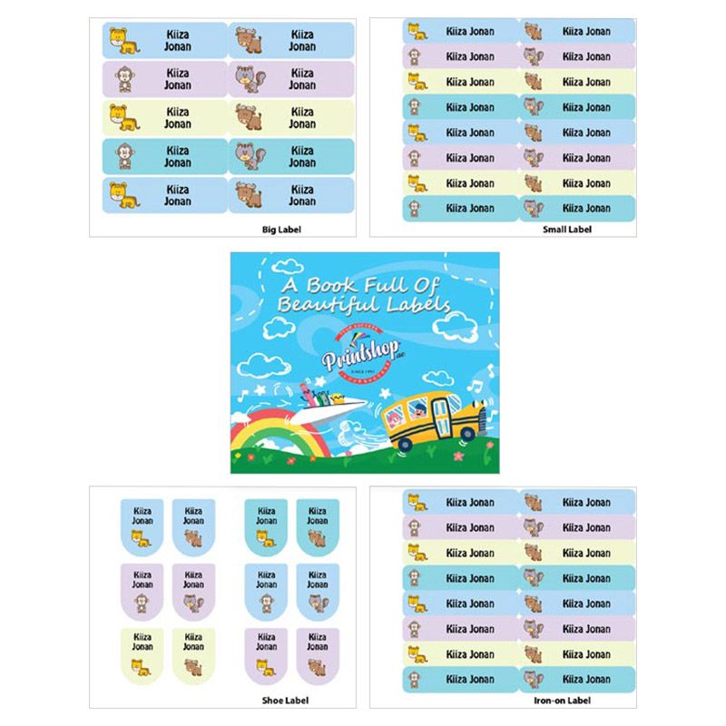 Printshop - Personalised Waterproof Labels Set - Mix Animals5