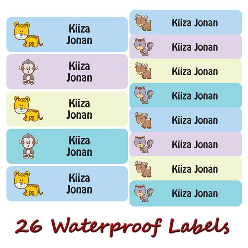 Printshop - Personalised Waterproof Labels Set - Mix Animals5