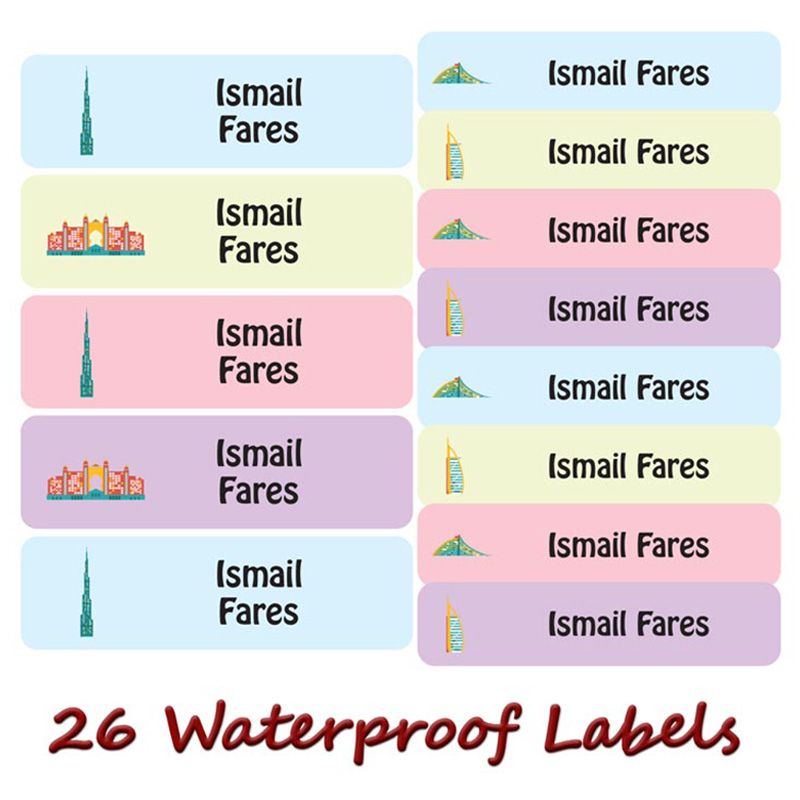 Printshop - Personalised Waterproof Labels Set - UAE Landmarks 2