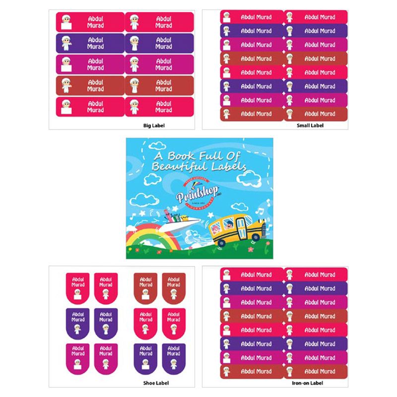 Printshop - Personalised Waterproof Labels Set - Arab Boy 3