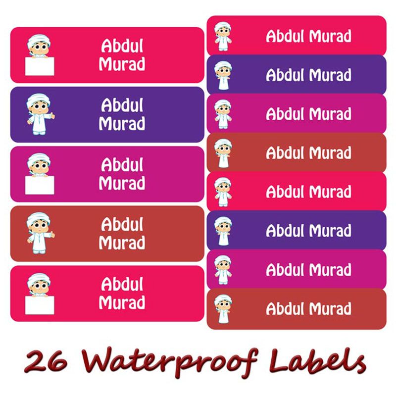 Printshop - Personalised Waterproof Labels Set - Arab Boy 3