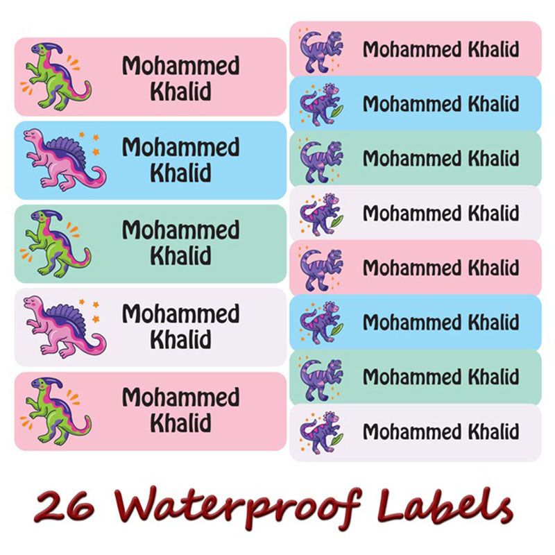 Printshop - Personalised Waterproof Labels Set - Dinosaurs 3