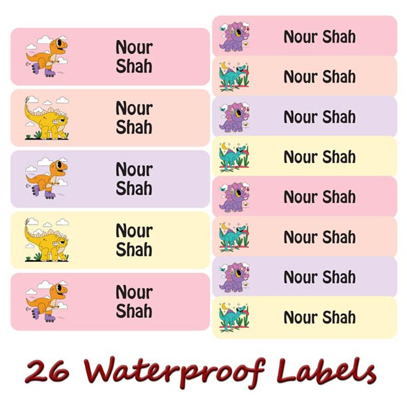 Printshop - Personalised Waterproof Labels Set - Dinosaurs 4