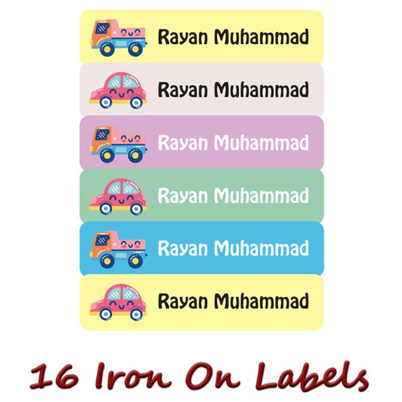 Printshop - Personalised Iron On Labels - Transport - 16pcs