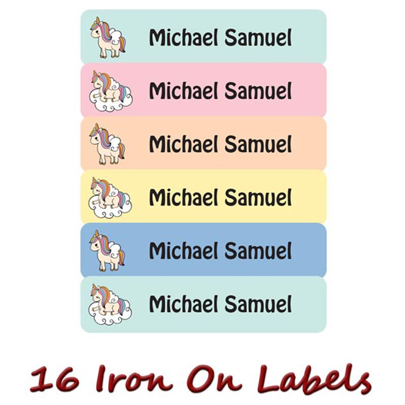 Printshop - Personalised Iron On Labels - Unicorn - 16pcs