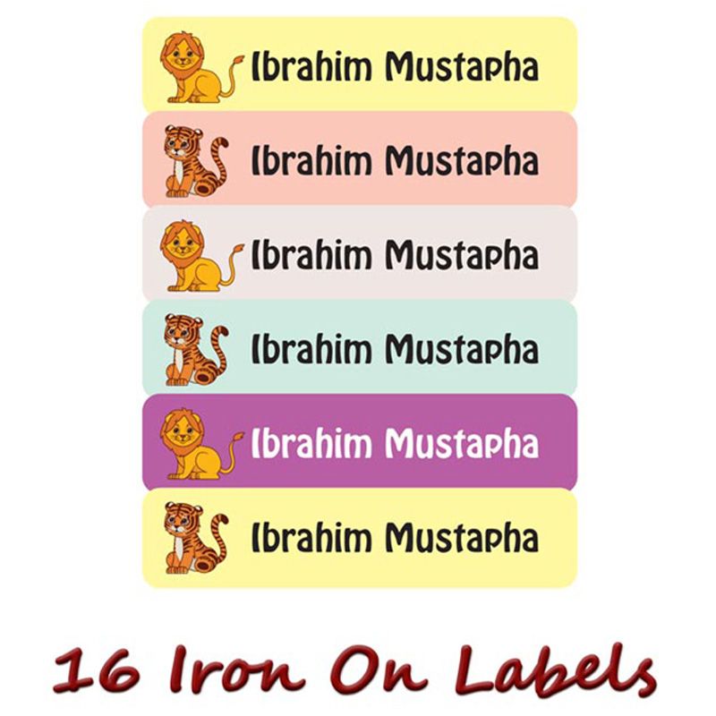 Printshop - Personalised Iron On Labels - Mix Animal - 16pcs