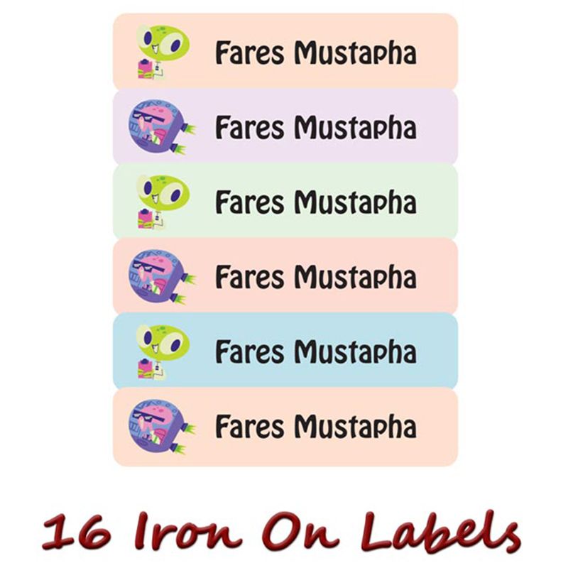 Printshop - Personalised Iron On Labels - Aliens - 16pcs