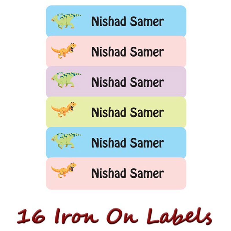 Printshop - Personalised Iron On Labels - Dinosaurs 2 - 16pcs