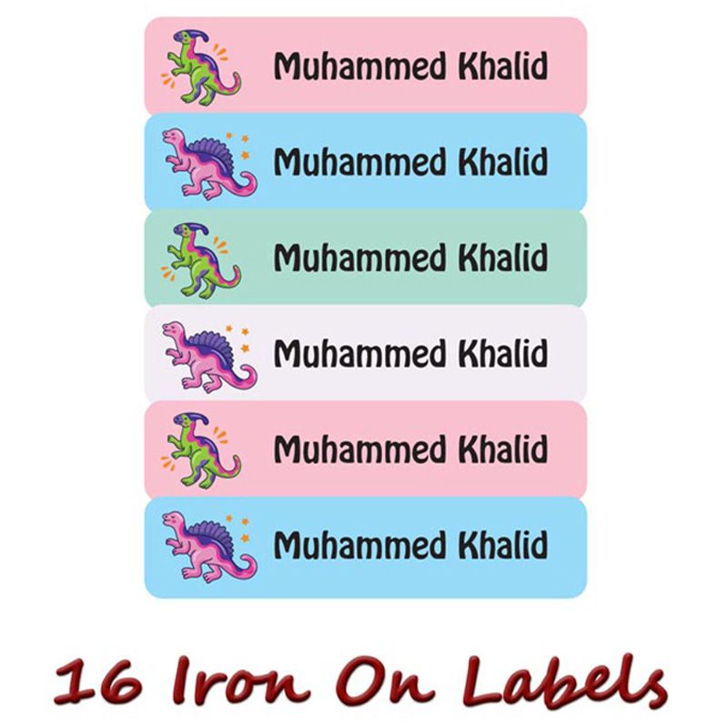 Printshop - Personalised Iron On Labels - Dinosaurs 3 - 16pcs