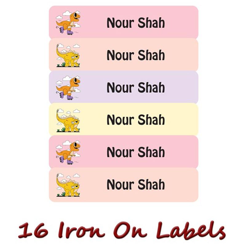 Printshop - Personalised Iron On Labels - Dinosaurs 4 - 16pcs