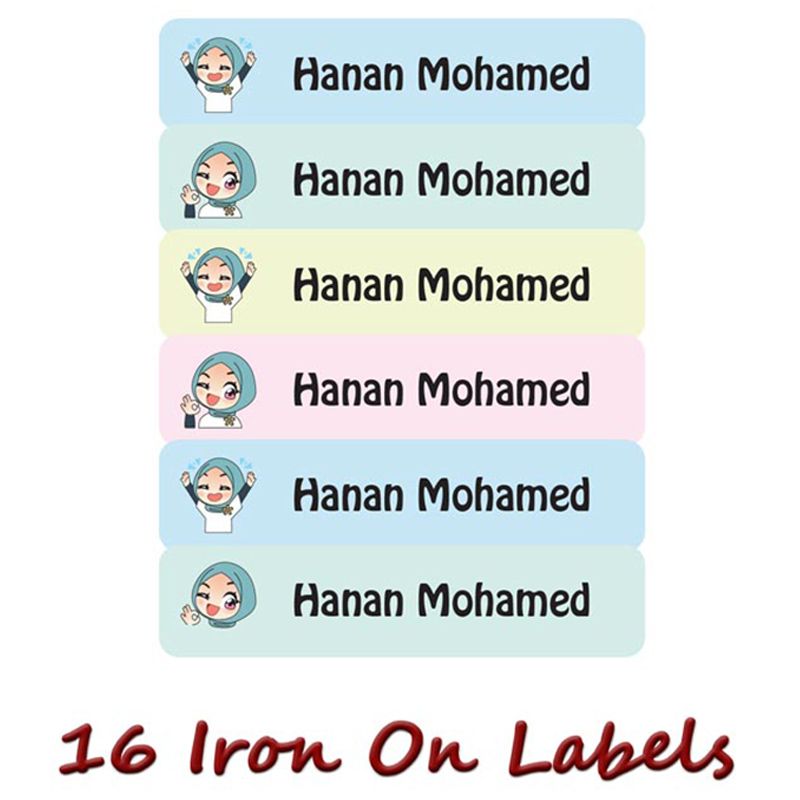 Printshop - Personalised Iron On Labels - Arab Girl 2 - 16pcs