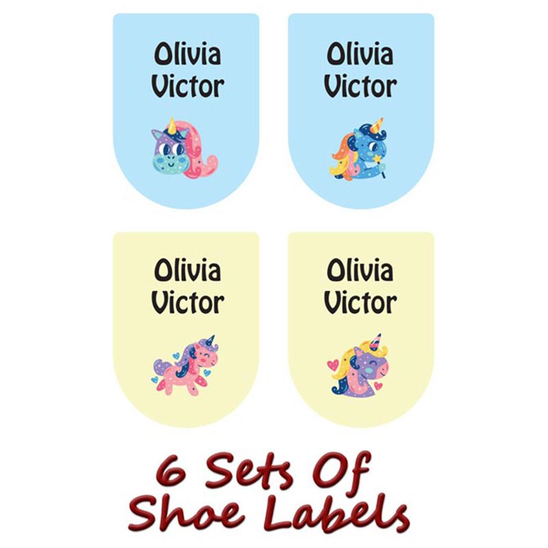 Printshop - Personalised Shoe Labels - Unicorn 3 - 6pcs