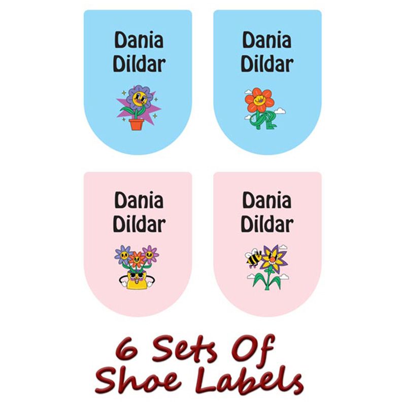 Printshop - Personalised Shoe Labels - Flowers 2 - 6pcs