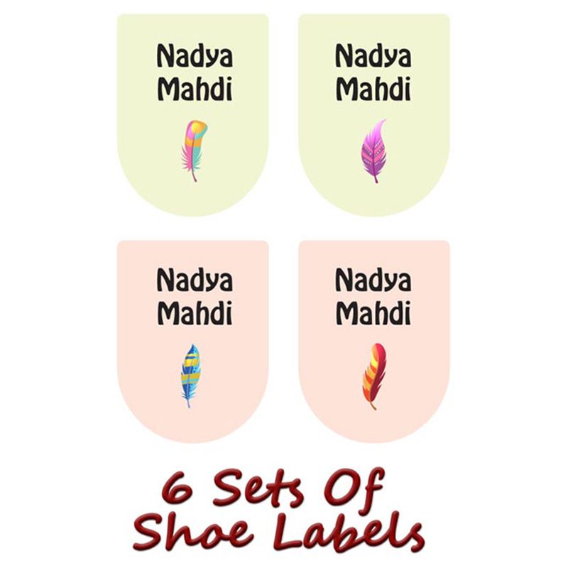 Printshop - Personalised Shoe Labels - Feather - 6pcs