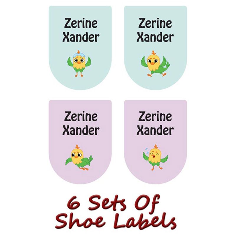 Printshop - Personalised Shoe Labels - Birds 2 - 6pcs