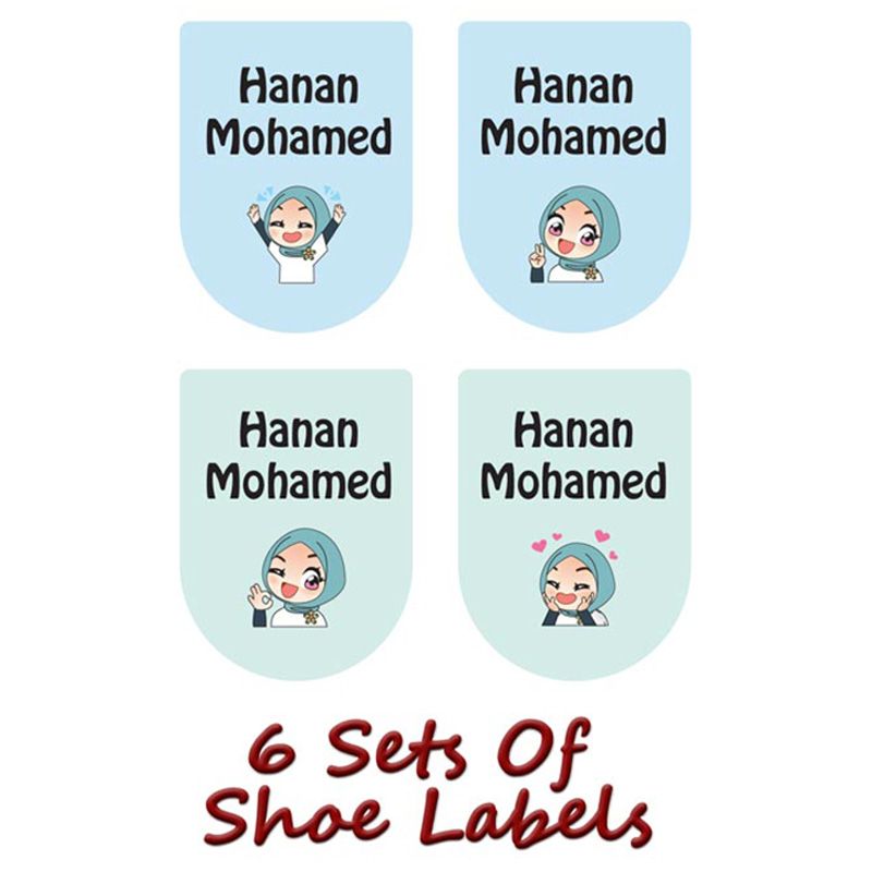 Printshop - Personalised Shoe Labels - Arab Girl 2 - 6pcs