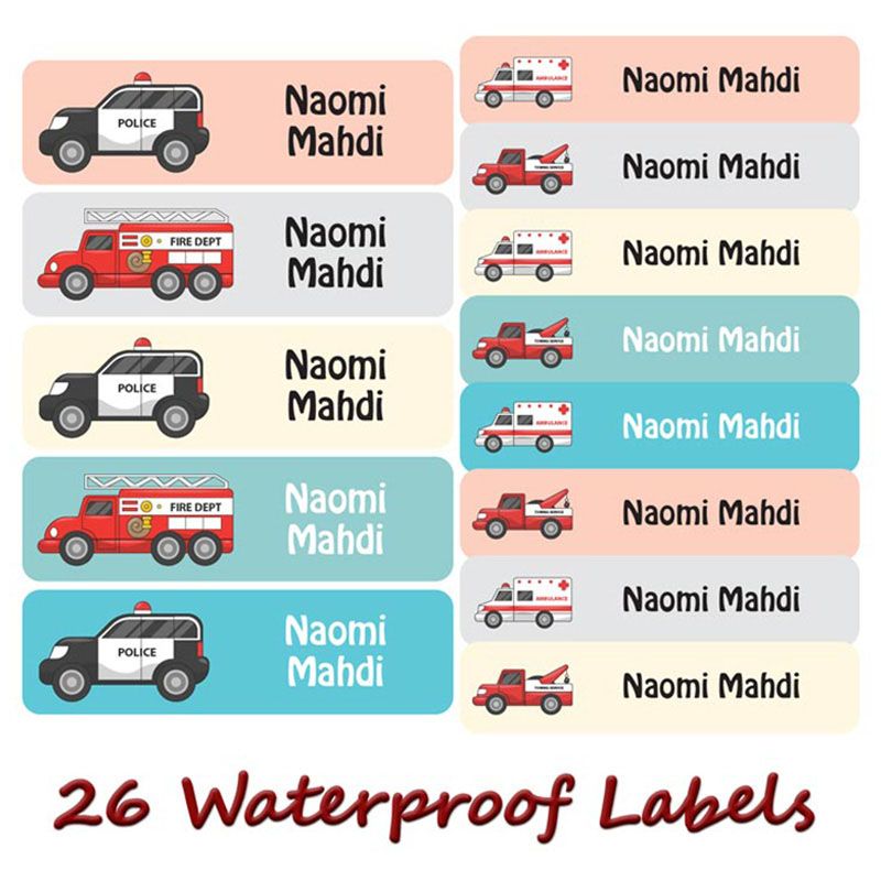 Printshop - Personalised Labels - Emergency Vehicles - 26pcs