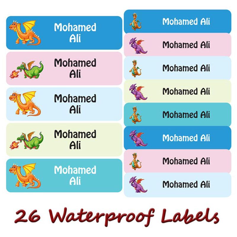 Printshop - Personalised Waterproof Labels - Dinosaurs - 26pcs