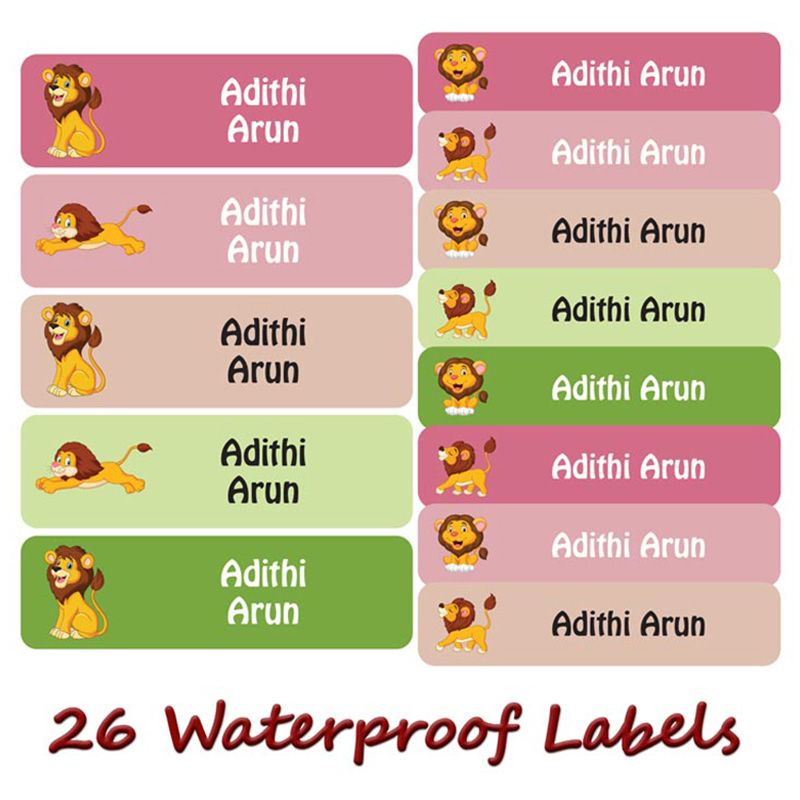 Printshop - Personalised Waterproof Labels - Lion - 26pcs