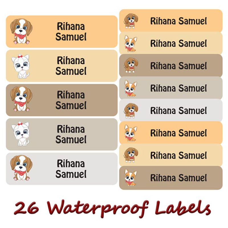 Printshop - Personalised Waterproof Labels - Dog - 26pcs