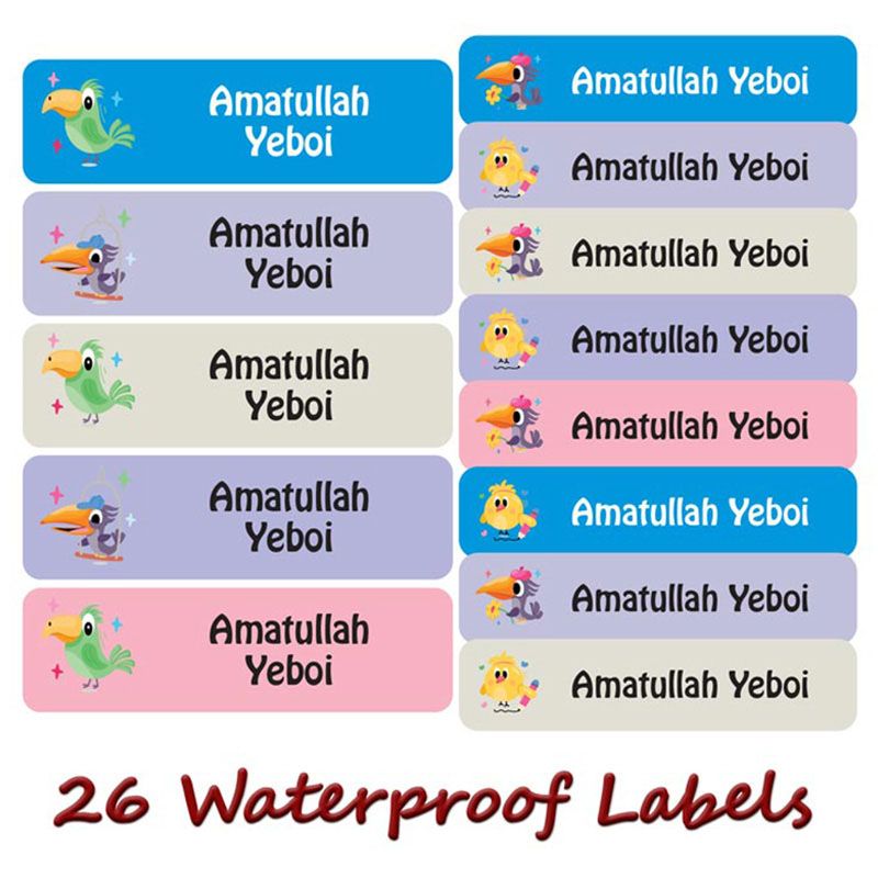 Printshop - Personalised Waterproof Labels - Mix Birds - 26pcs