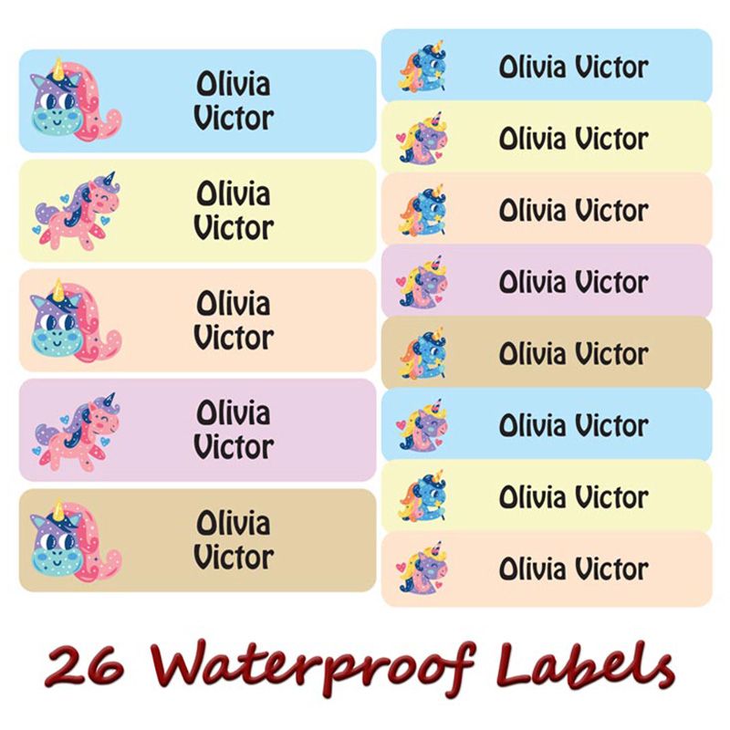 Printshop - Personalised Waterproof Labels - Unicorn 3 - 26pcs