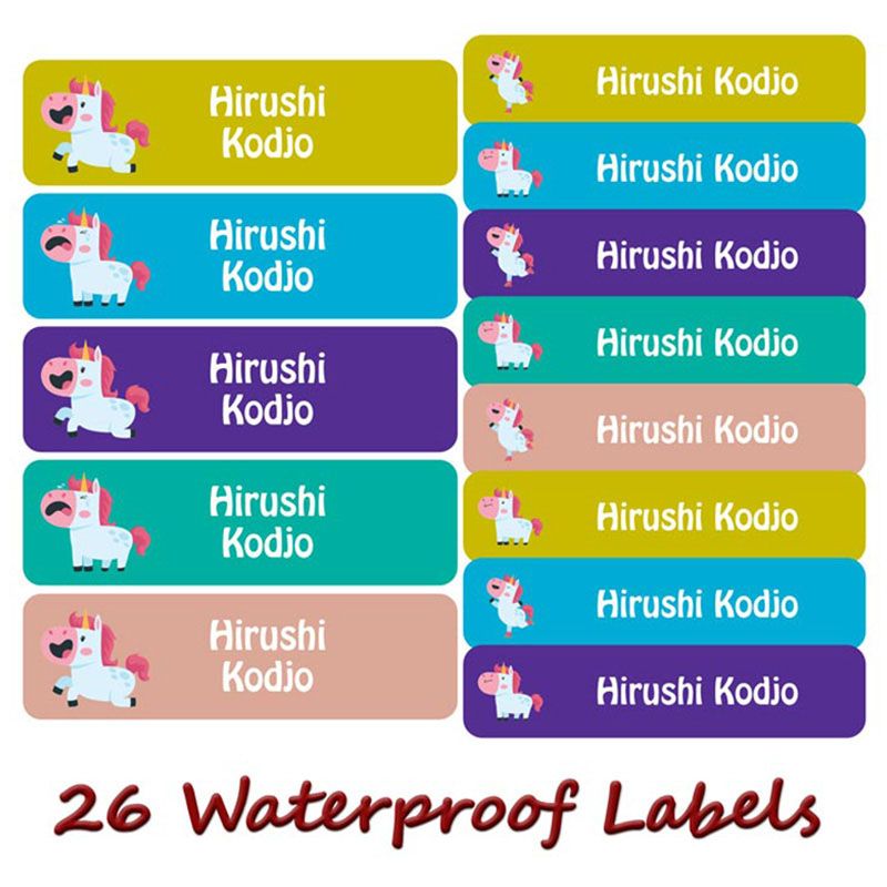 Printshop - Personalised Waterproof Labels - Unicorn 4 - 26pcs