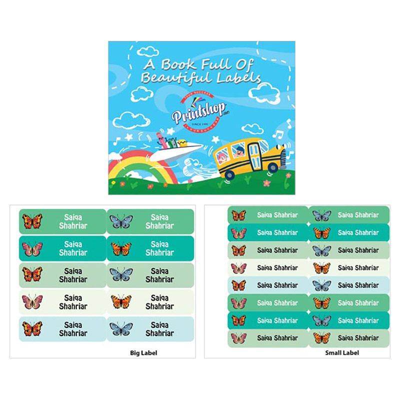 Printshop - Personalised Waterproof Labels - Butterfly - 26pcs