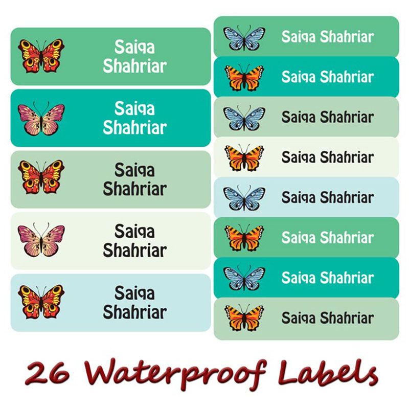 Printshop - Personalised Waterproof Labels - Butterfly - 26pcs