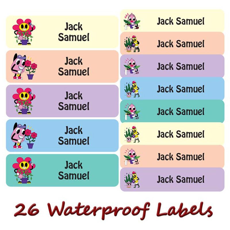 Printshop - Personalised Waterproof Labels - Flowers - 26pcs