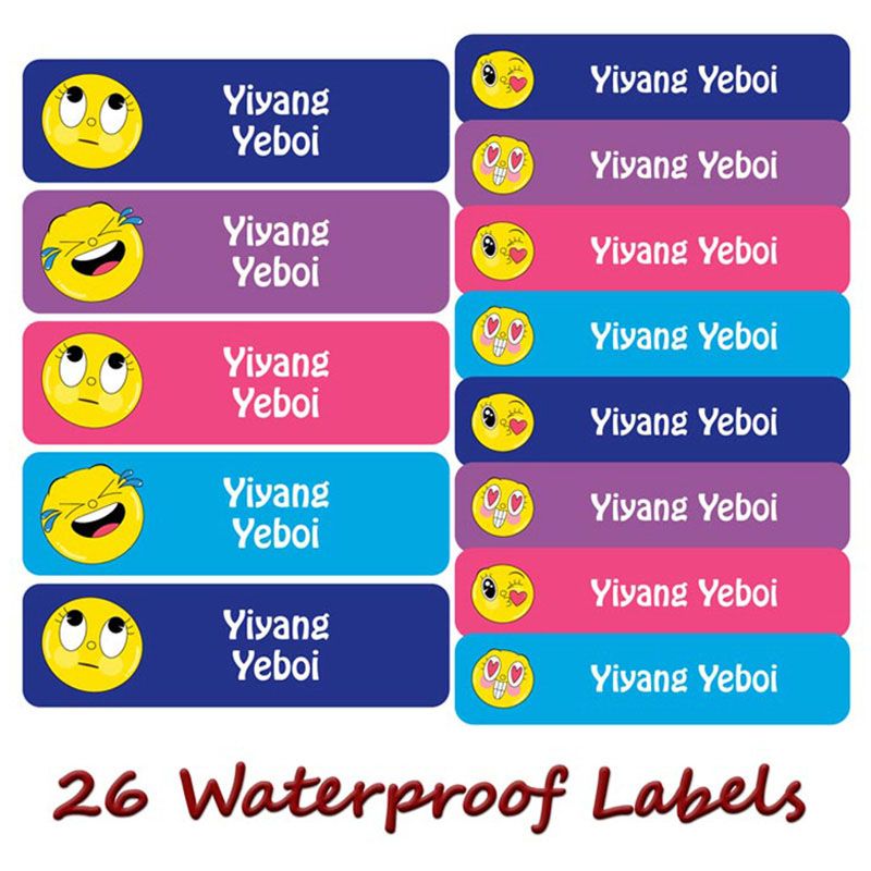 Printshop - Personalised Waterproof Labels - Smiley - 26pcs