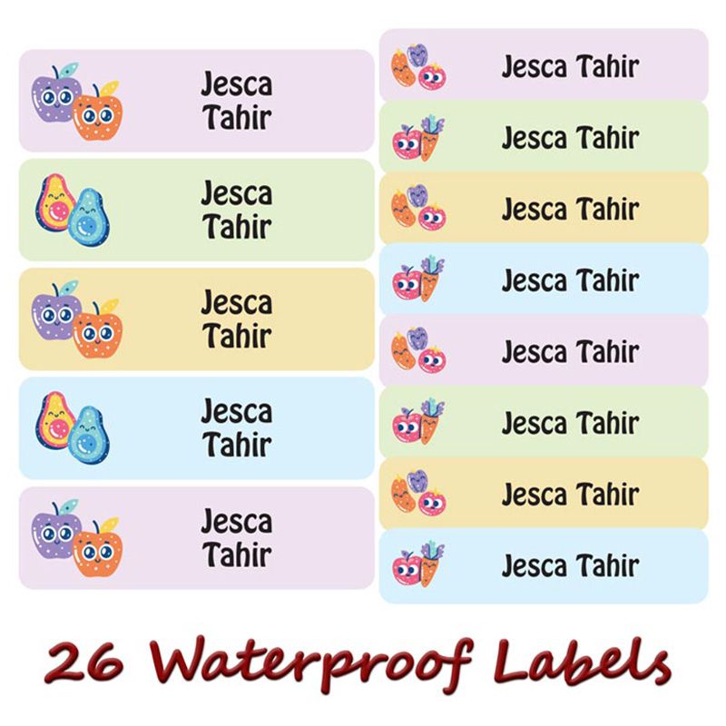 Printshop - Personalised Waterproof Labels - Fruits - 26pcs