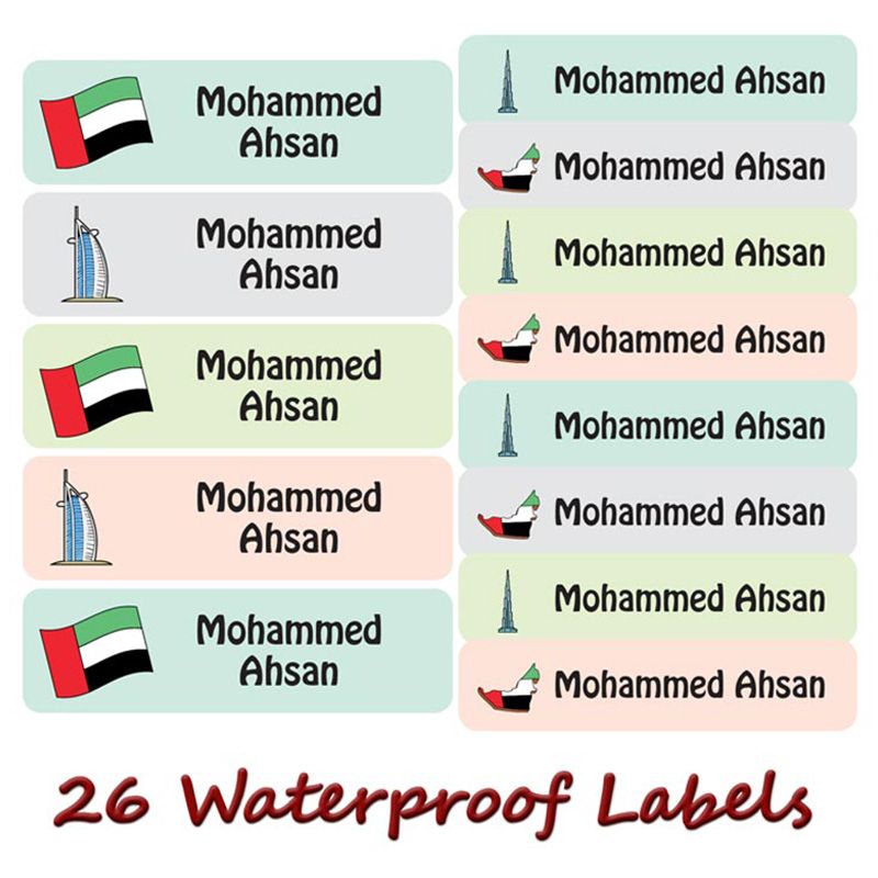 Printshop - Personalised Waterproof Labels - UAE Landmarks - 26pcs