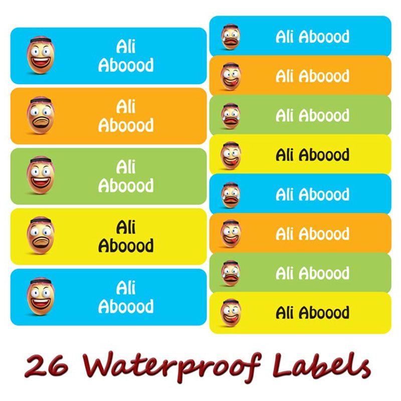 Printshop - Personalised Waterproof Labels - Faces - 26pcs