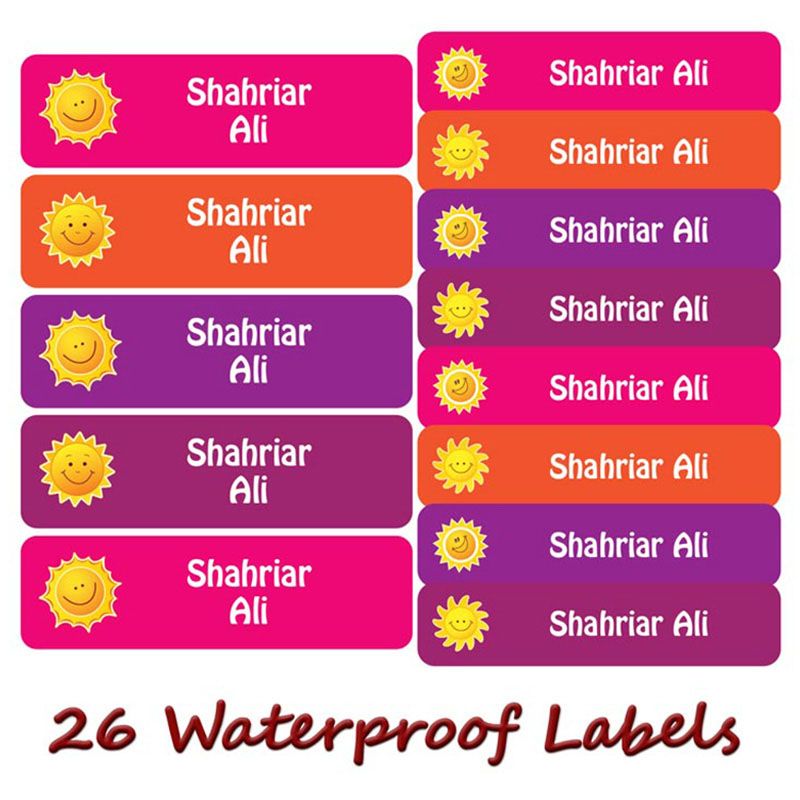 Printshop - Personalised Waterproof Labels - Sun Rise - 26pcs