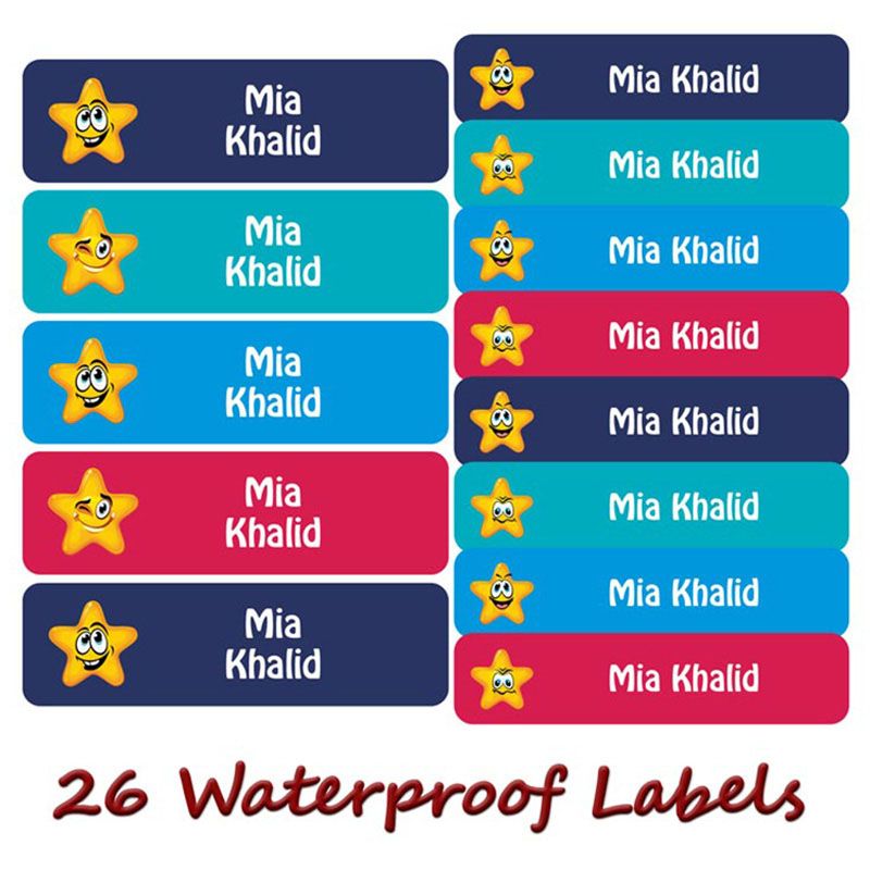 Printshop - Personalised Waterproof Labels - Stars 2 - 26pcs