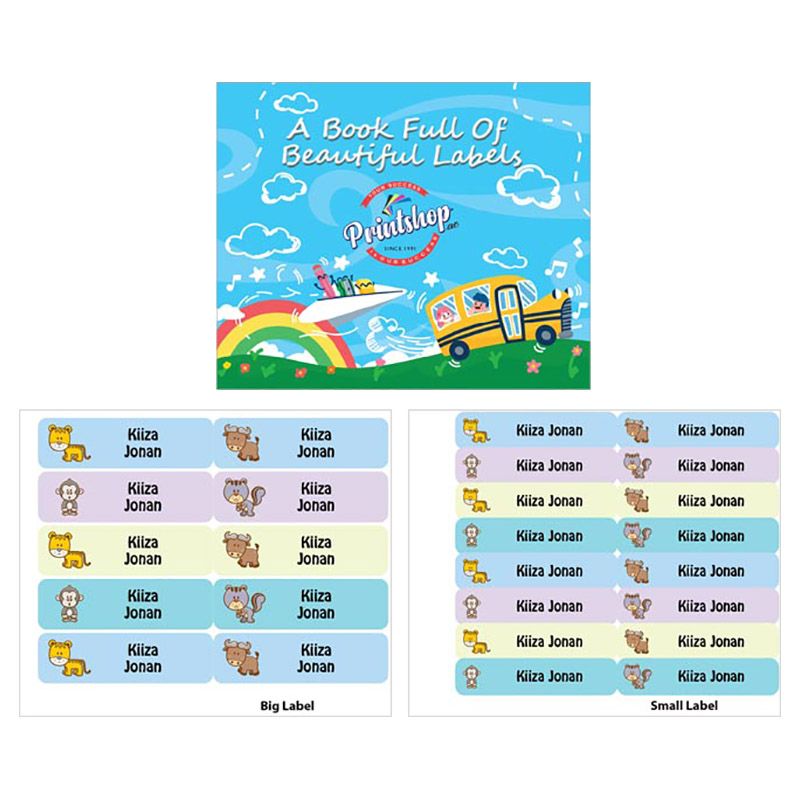 Printshop - Personalised Waterproof Labels - Mix Animals5 - 26pcs