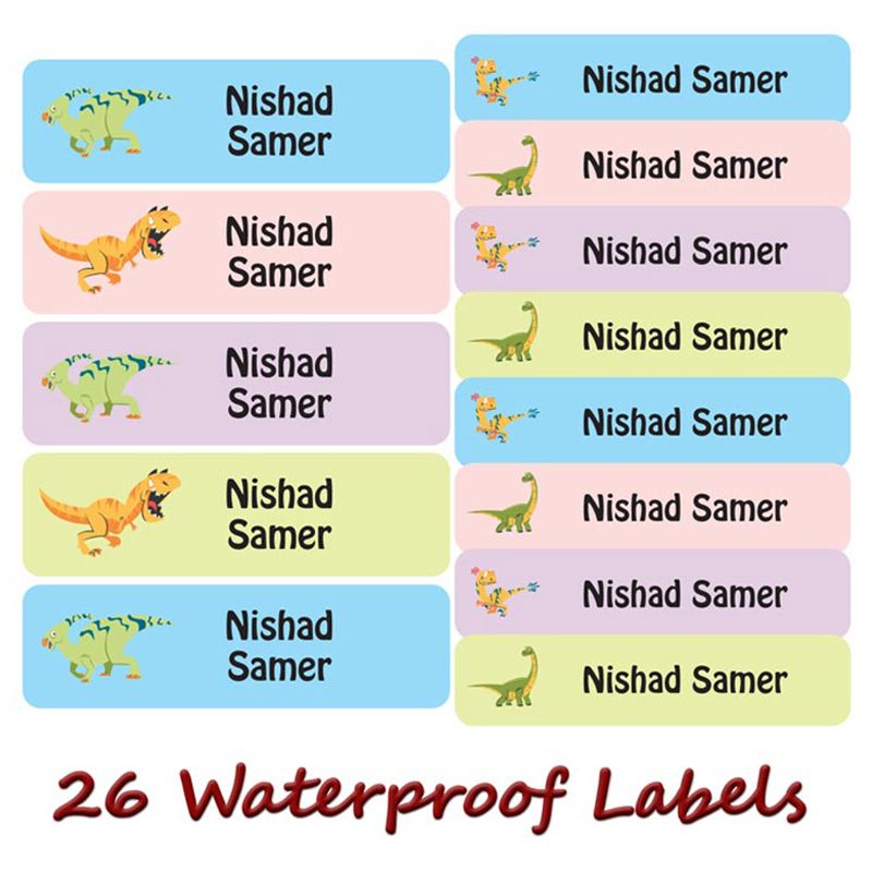 Printshop - Personalised Waterproof Labels - Dinosaurs 2 - 26pcs