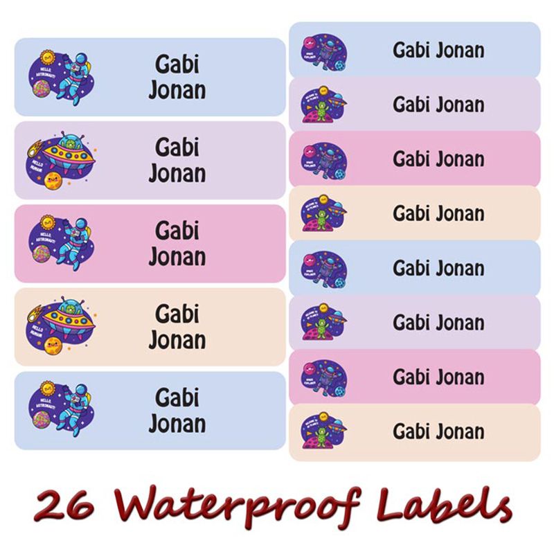 Printshop - Personalised Waterproof Labels - Outer Space - 26pcs