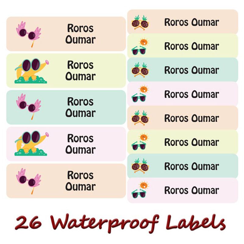 Printshop - Personalised Waterproof Labels - Sunglasses - 26pcs