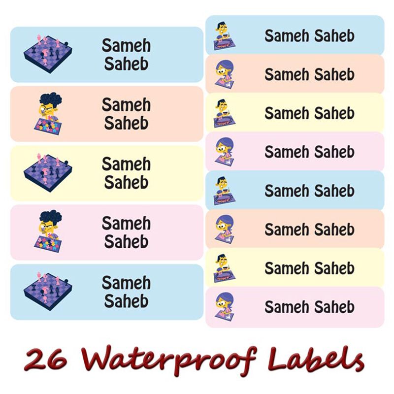 Printshop - Personalised Waterproof Labels - Chess - 26pcs