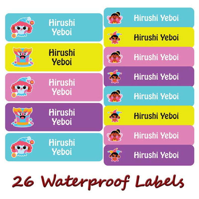 Printshop - Personalised Waterproof Labels - Clown - 26pcs