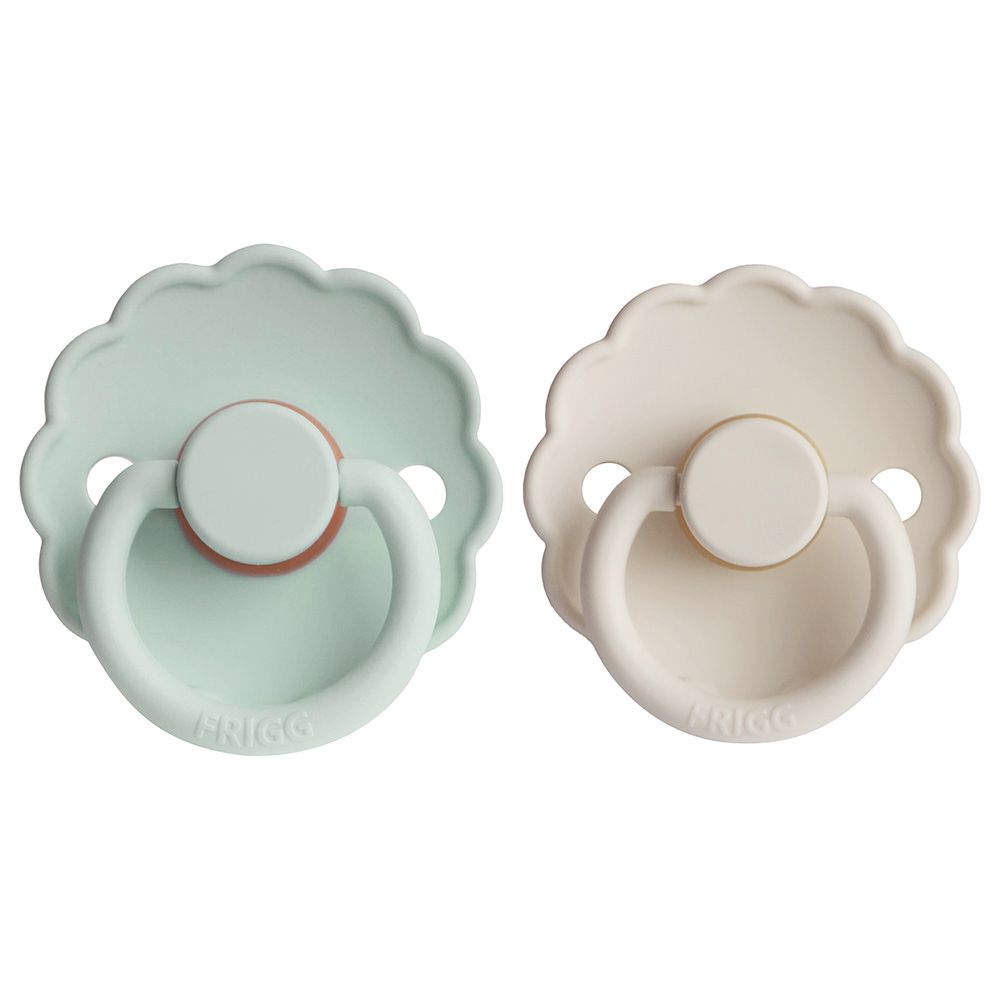 Frigg - Daisy Latex Pacifier 6-18M S2 Pack of 2 - Seafoam/Cream