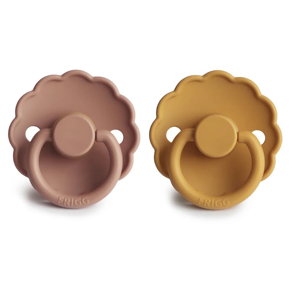 FRIGG - Daisy Latex Pacifier 0-6M 2-Pack S1 - Honey Gold/Rose Gold