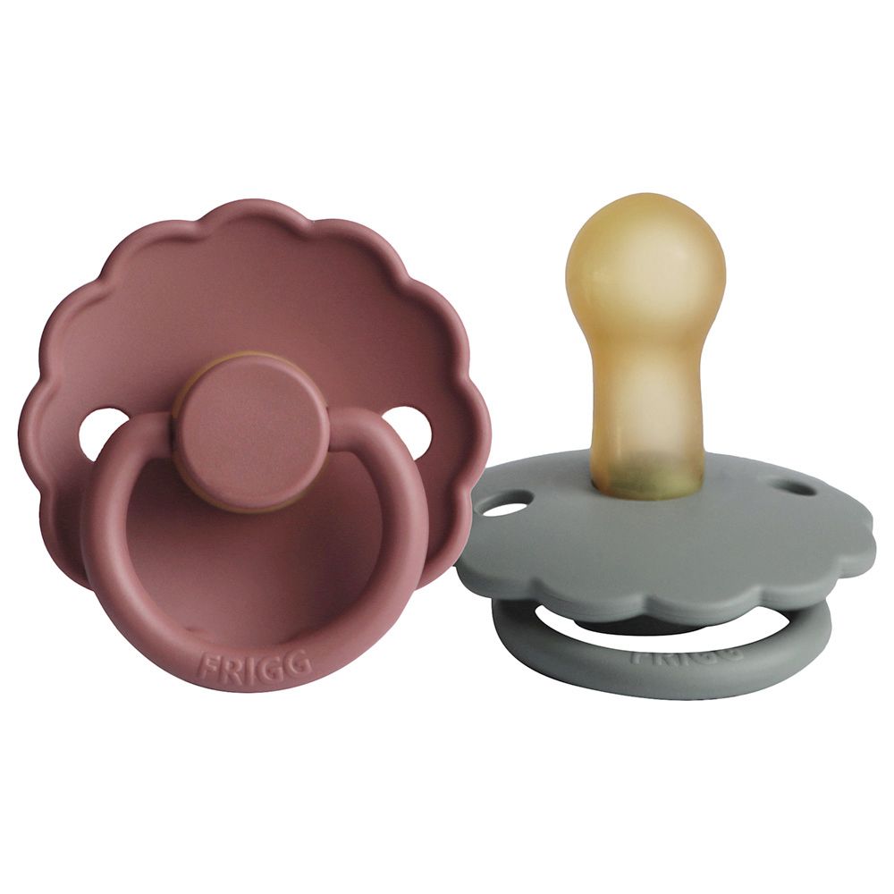 FRIGG - Daisy Latex Pacifier 6-18M 2-Pack S2 - Powder Blush/Cream