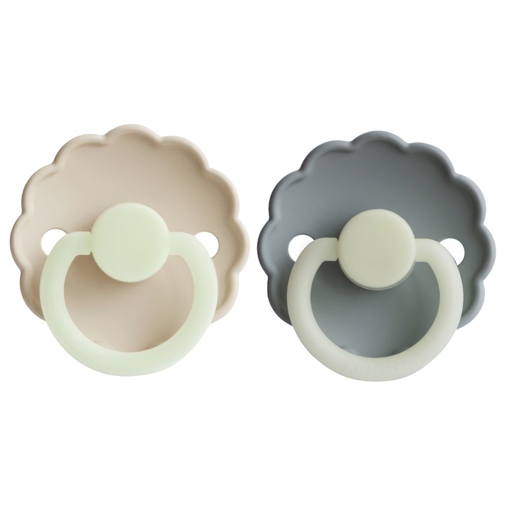 FRIGG - Daisy Silicone Pacifier 0-6M 2-Pack S1 - Cream Night/French Grey Night