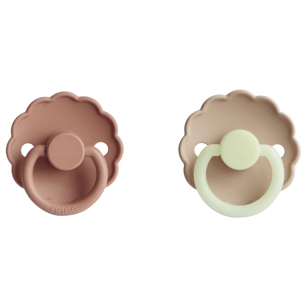 FRIGG - Daisy Silicone Pacifier 0-6M 2-Pack S1 - Croissant Night/Rose Gold