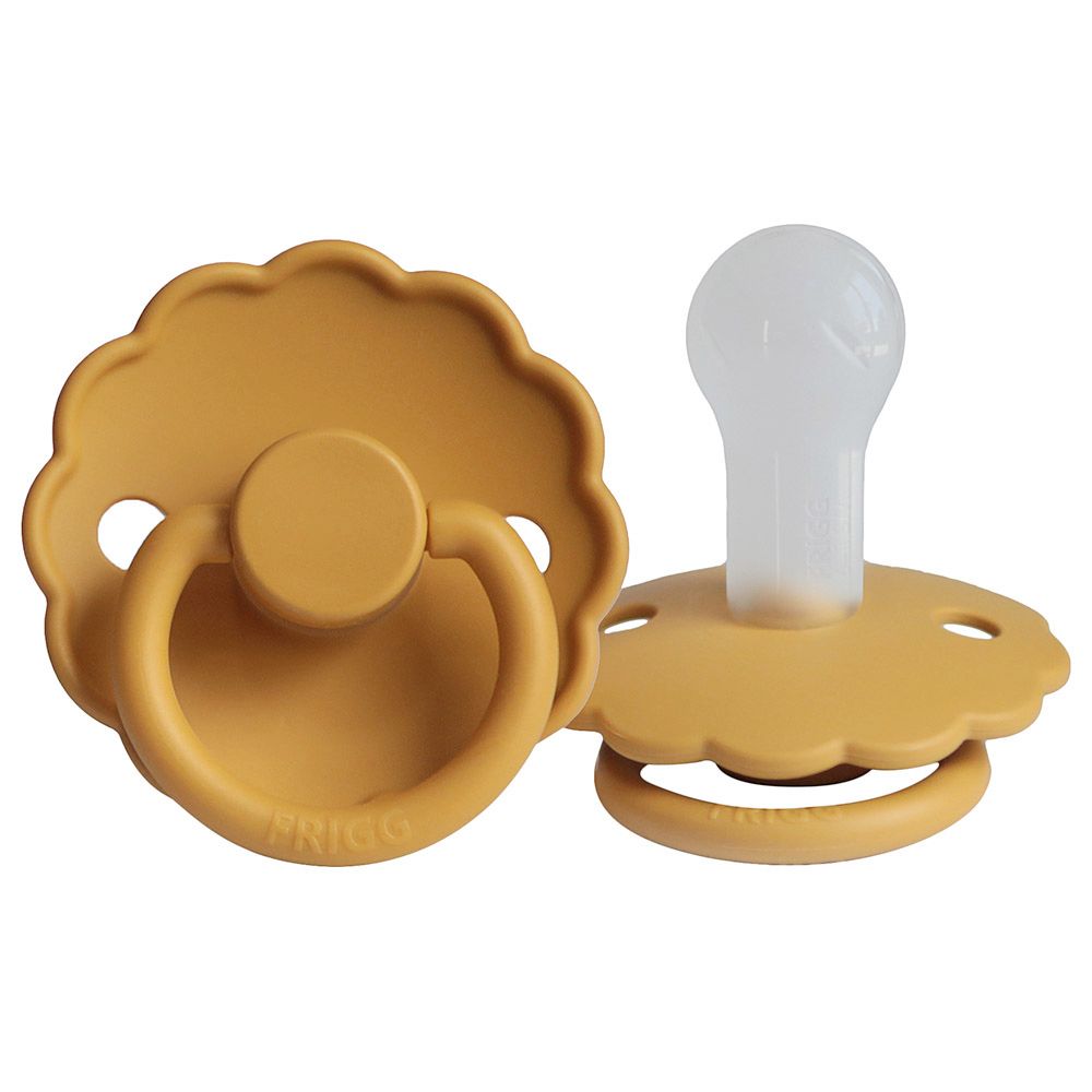 Frigg - S2 Daisy Silicone Pacifier - 6-18 Months - Honey Gold